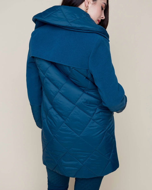 Renuar - Long coat with quilted inserts