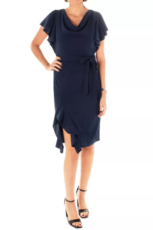 Maison Tara - Belted Short Sleeve Knee Length Dress