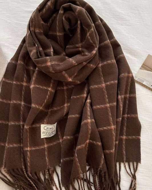 Ninexis - Women's Plaid Cashmere Feel Scarf