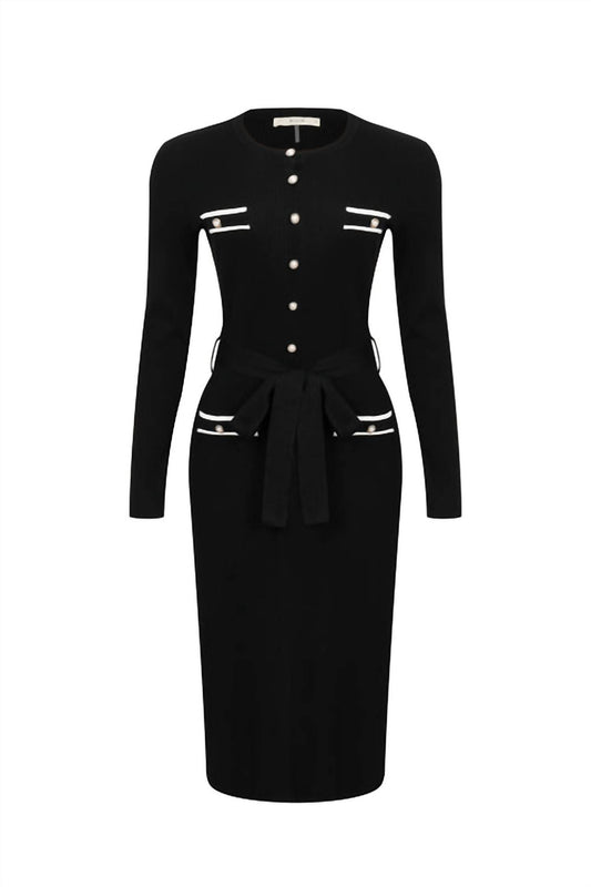 Rivir - Women's Collarline Knit Midi Dress