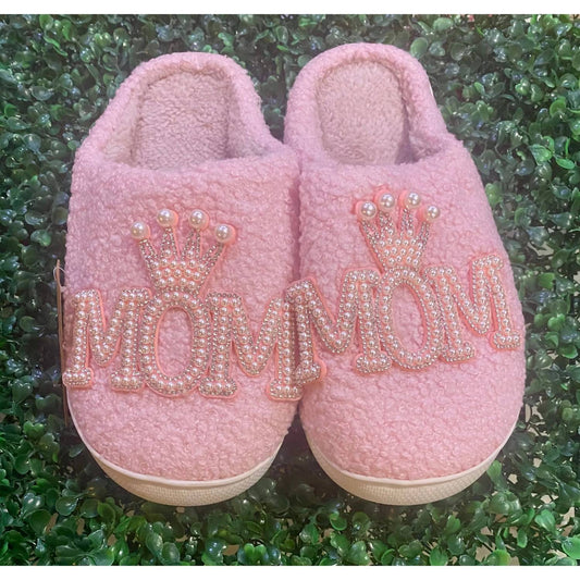 Fashion City - Women's Crown Mom Fuzzy Slippers