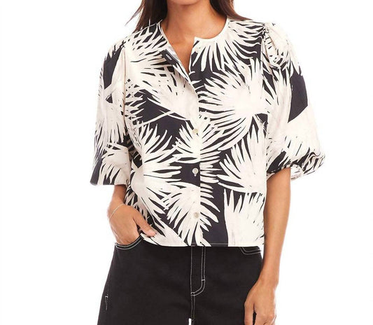 Karen Kane - Women's Puff Sleeve Button Front Shirt