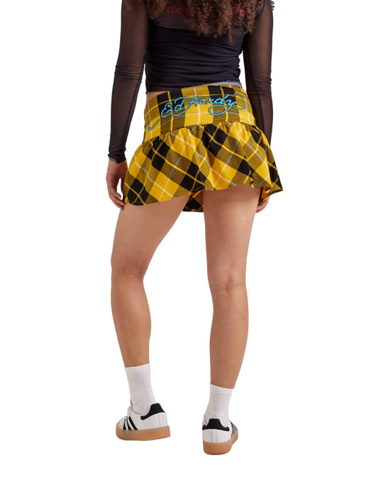 Ed Hardy - True Eagle Plaid Flare Mini Skirt