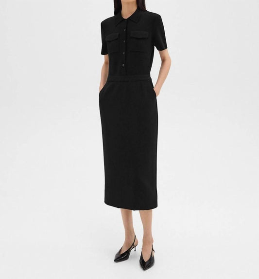 Theory - Military Polo Wool Midi Dress