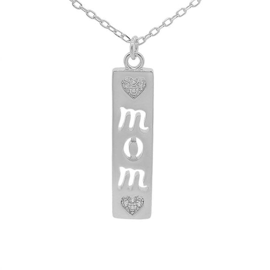 Allyanna Gifts - Women's Rectangle Pendant With Cut-out "mom" Hearts Necklace