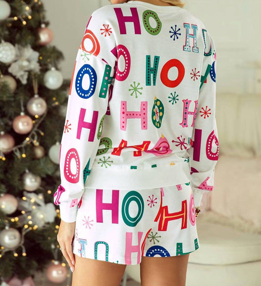 1 The Woman - Ho Ho Ho Christmas Fashion Print Lounge Short Set