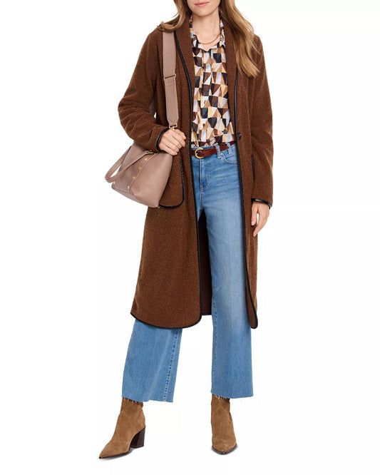 Nic + Zoe - Trimmed Teddy Single Button Closure Coat