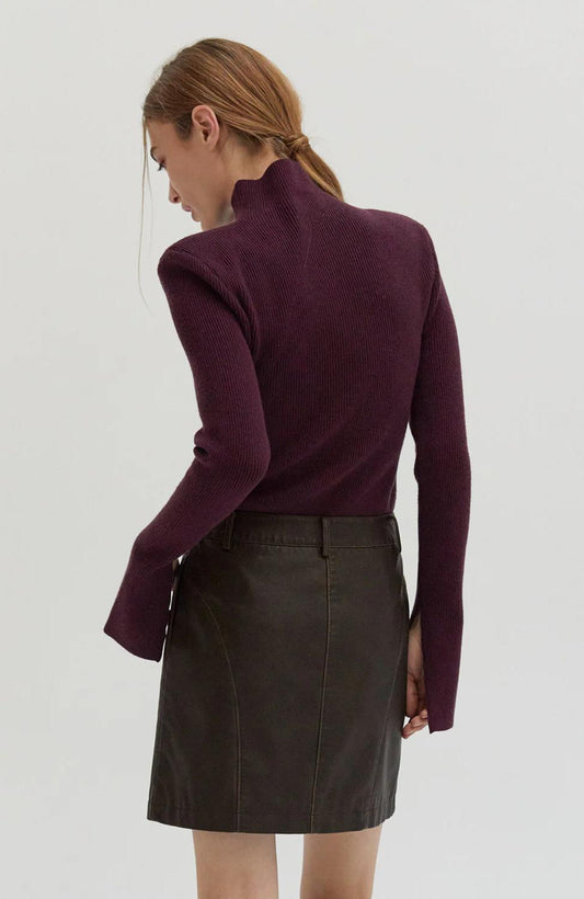 Crescent - Elaine Power Shoulder Mock Neck Sweater