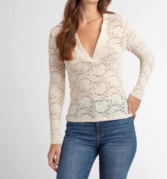 Red Haute - Women's Deep V Lace Shirt