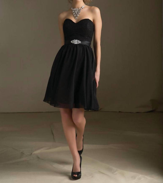 Morilee - Cocktail Lace Chiffon Dress With Satin Tie Sash