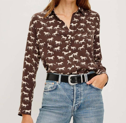Rails - Kate Long-sleeve Silk Buttondown Blouse