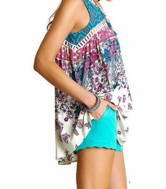 Umgee - Paisley Print Sleeveless Tunic