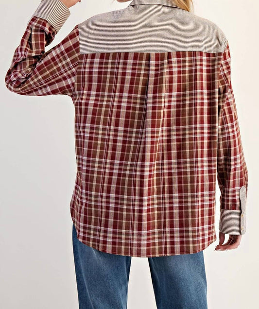 Ee:Some - Striped Color Block Shirt