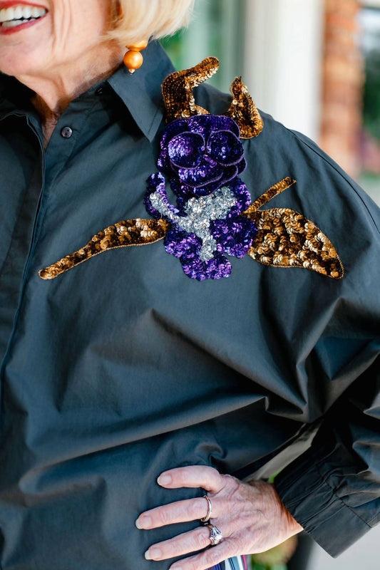 Psophia - Sequin Detail Button Down Shirt