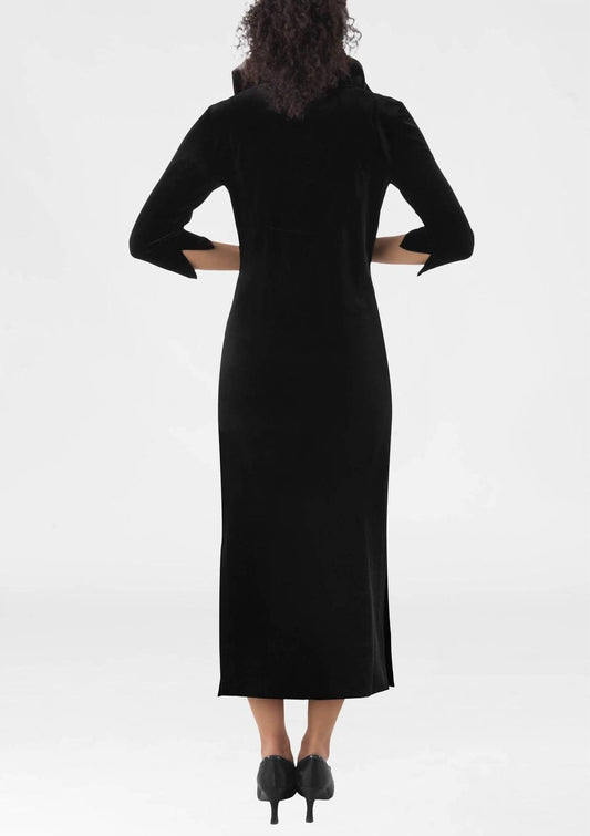 Gretchen Scott - Ruff Neck Silky Velvet Midi Maxi Dress