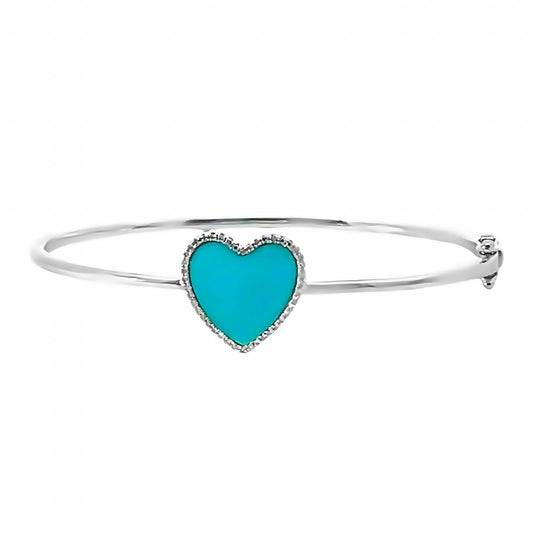Trio - Women's Diamond Heart Bangle Bracelet