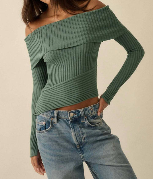 Promesa - So Fine Semi-sheer Rib-knit Foldover Top