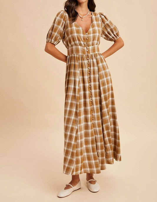 In-Loom - Plaid Button Down Maxi Dress
