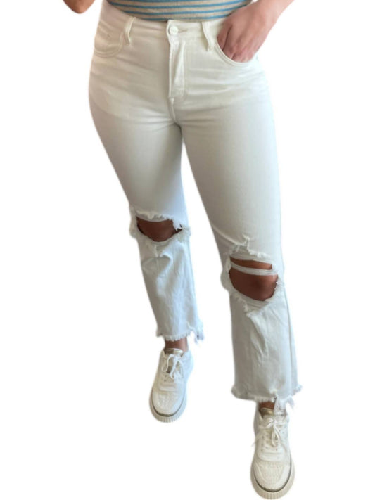 Risen - High-Rise Straight Distressed Jeans