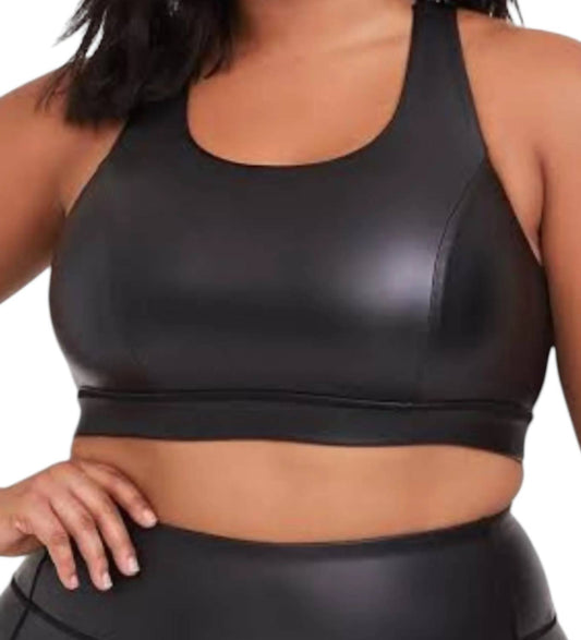 Zenana - Matte Faux Leather Look Bra Top - Plus Size