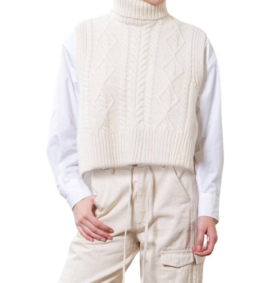 Moon River - Side Slit Cable Sweater Vest
