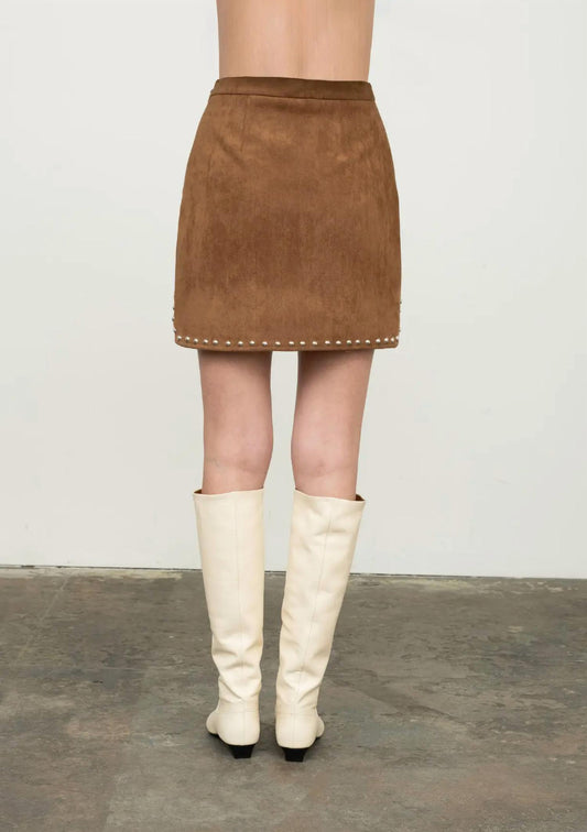 Moon River - Stud Detail Suede Mini Skirt