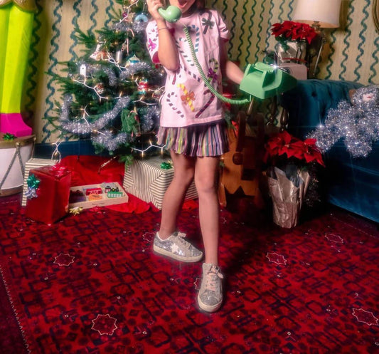 Queen Of Sparkles - Girl's Rainbow Candy Cane Tee