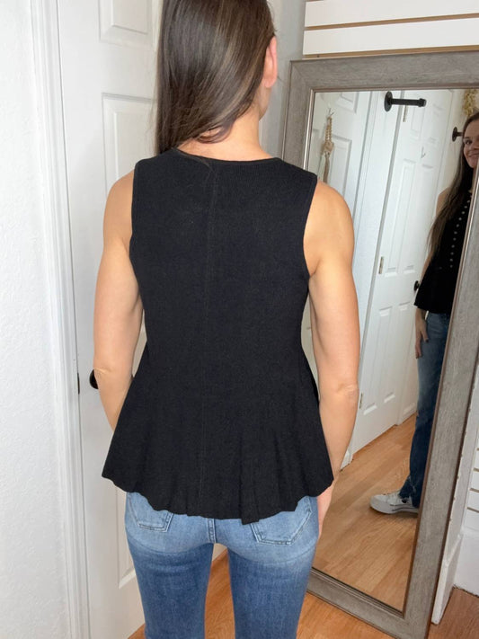 Anniewear - Bianca Button Down Peplum Sweater Vest