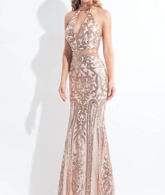 Rachel Allan - Sequin Prom Dress With Cutouts
