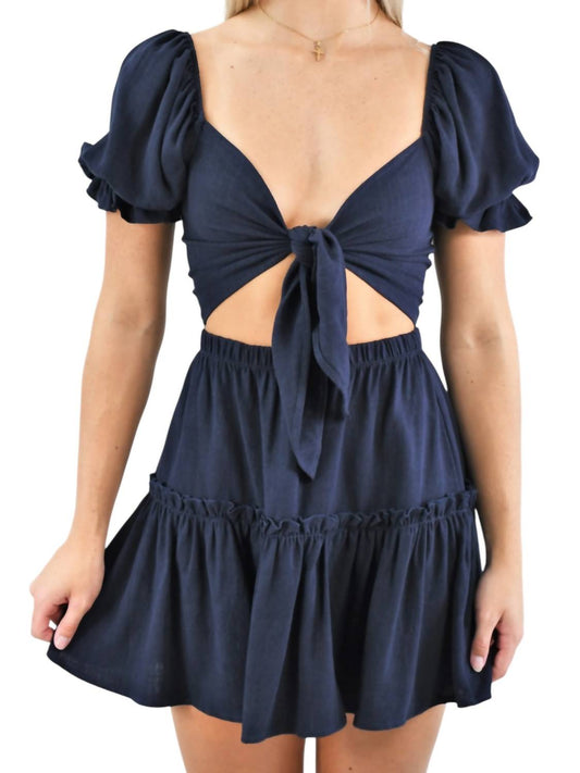 Blue Blush - Take It Away Front Tie Crop Top And Flounce Skirt Set