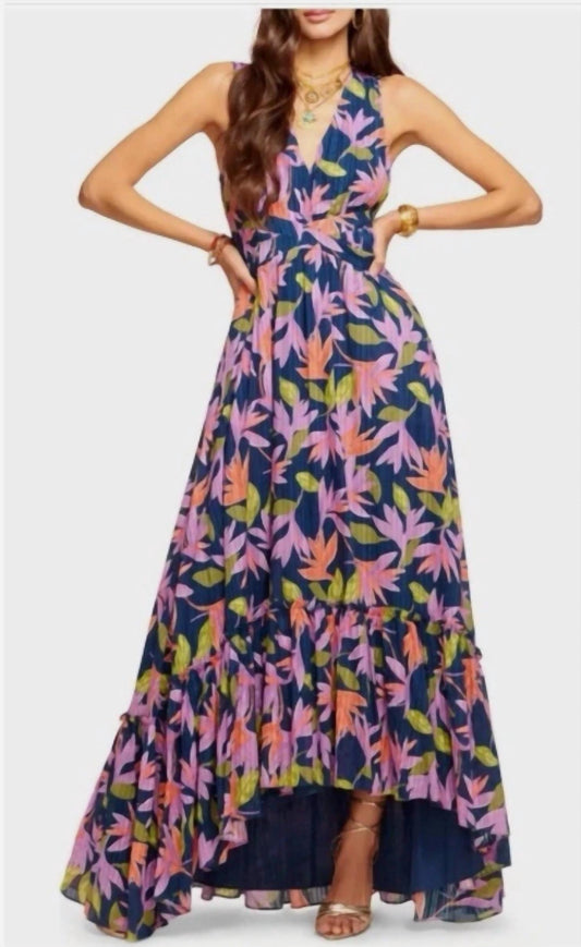 Ramy Brook - Floral Print Pleated High Low Maxi Dress