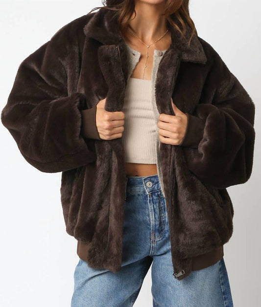 Olivaceous - Emmy Faux Fur Jacket