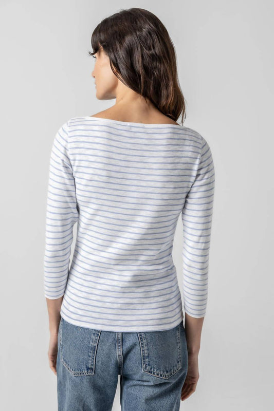 Lilla P - Striped 3/4 Sleeve Boatneck