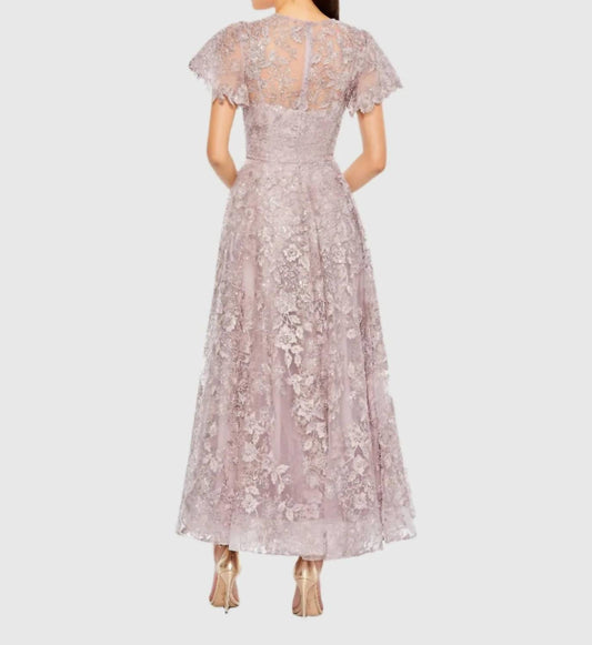 Mac Duggal - Embroidered High Neck Cap Sleeve A Line Gown