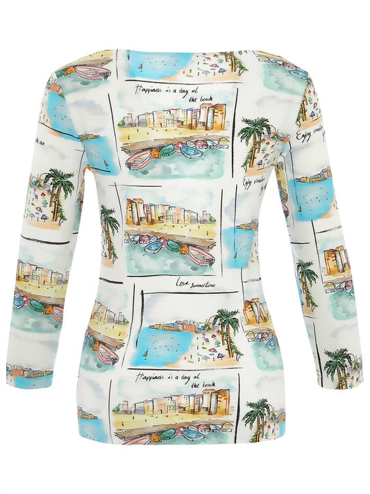 Dolcezza - Women's Le Sable et la Mer Beach Vacation Long Sleeve Top