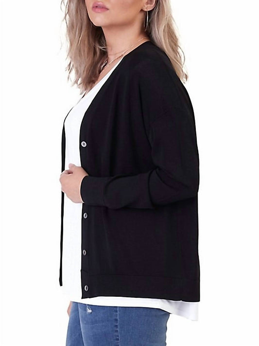 Dex - LONG SLEEVE FINE GAUGE BUTTON FRONT CARDIGAN