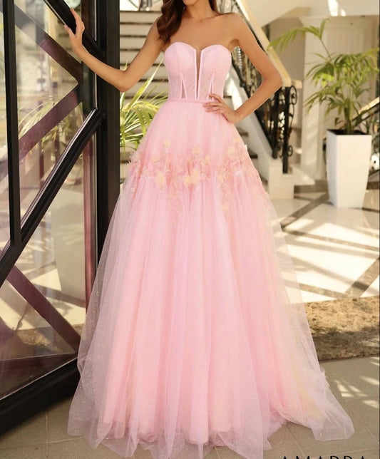 Amarra - 3d Floral Corset A-line Tulle Ball Gown