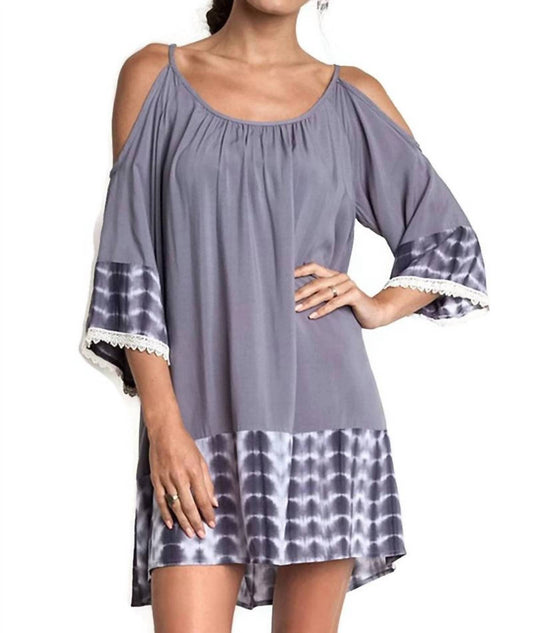 Kori - Tie Dye Cold Shoulder Tunic Dress