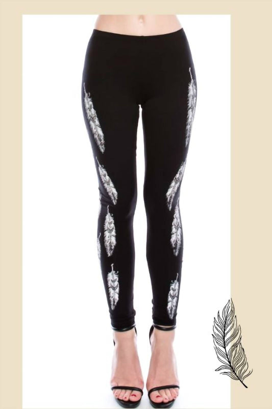 Vocal Apparel - Feather Print Rhinestone Leggings
