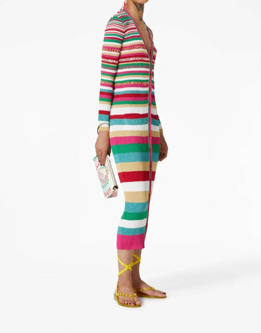 Valentino - Striped Plunge Neckline Sweater
