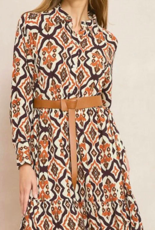 Entro - Rust Button Dress
