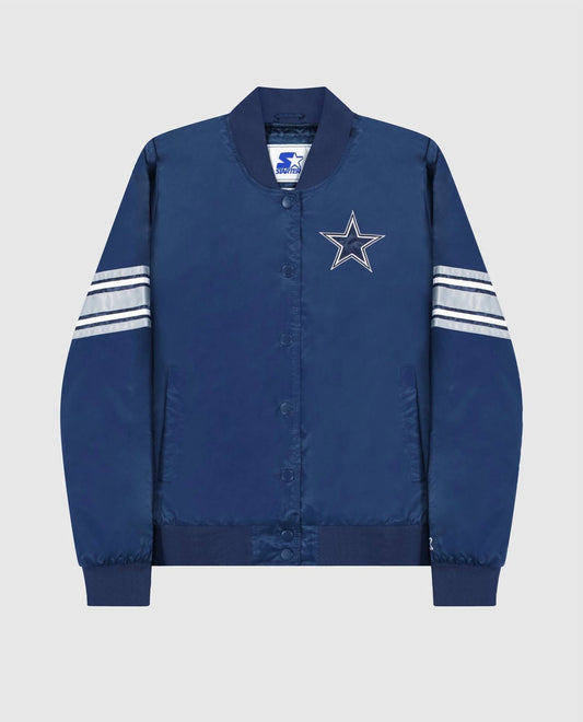 Starter - Womens Dallas Cowboys Snap Front Striped Sleeve Jacket