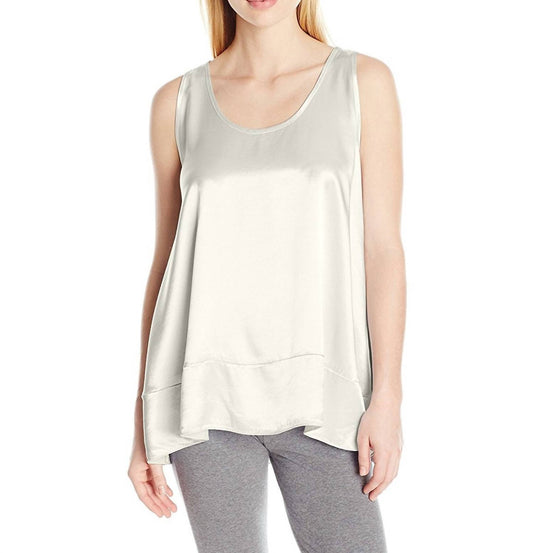 Natalie Satin Tank With Ruffle