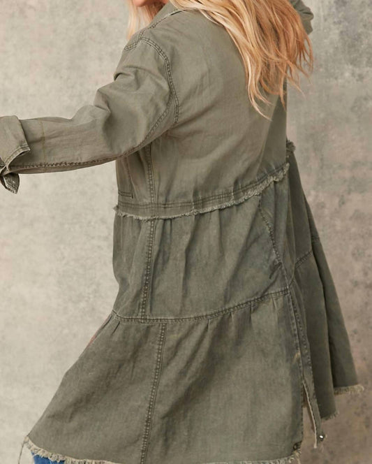 Sugarfox - Cotton Button Down Tiered Jacket - Plus