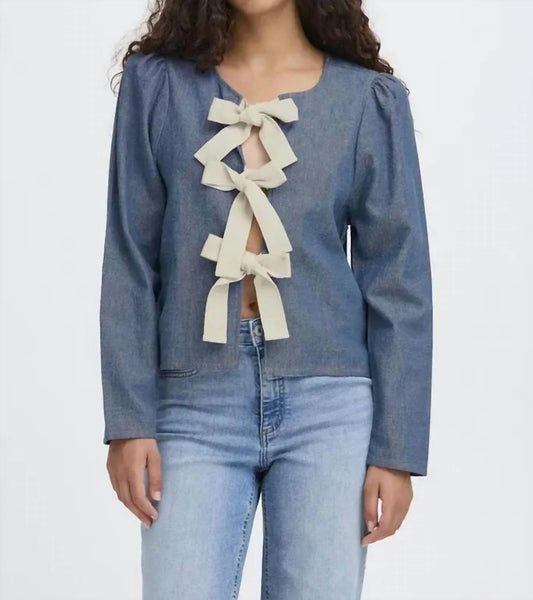 Ichi - Osana Long Sleeve Tie Front Top