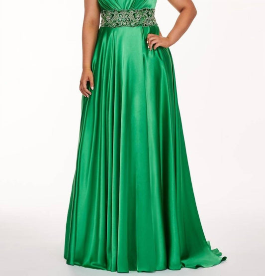 Rachel Allan - Stretch Satin Empire Waist Prom Gown