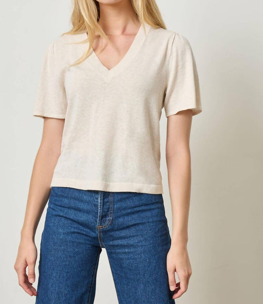 Lilla P - Women's Short Sleeve V Neck Sweater