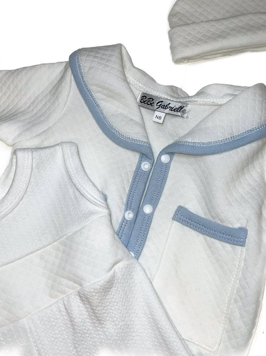 Macis - Boy's 3pc Short Sleeve Romper Long Sleeve Quilted Set