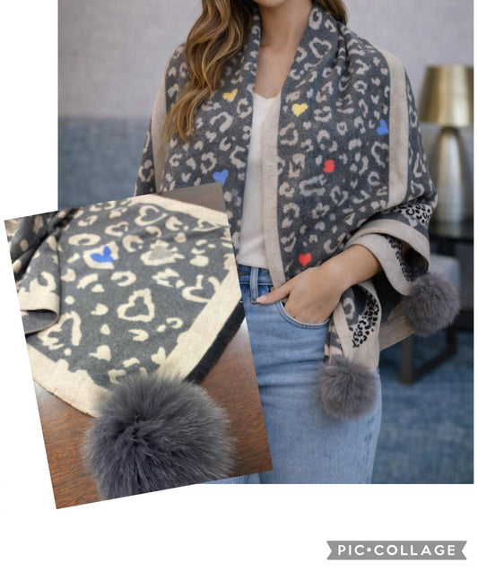 Mitchie'S Matchings - narrow scarf with fox poms