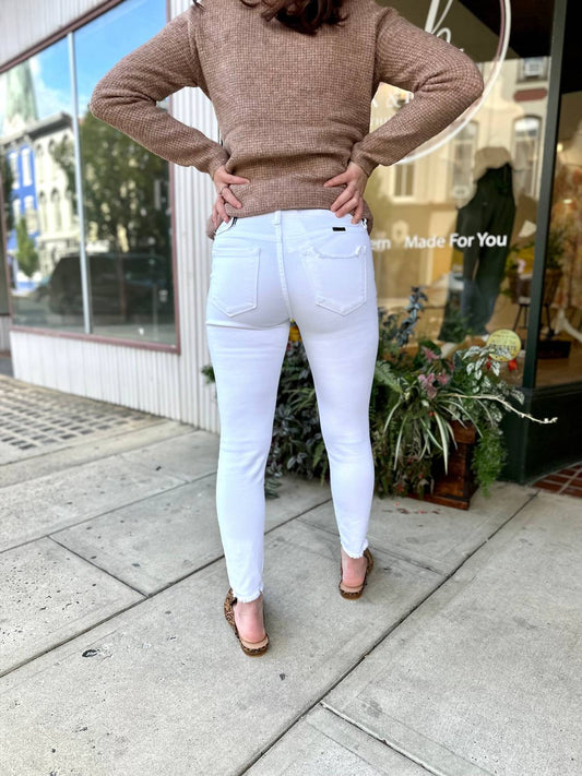 Kancan - Mid Rise Distress Ankle Skinny Jeans